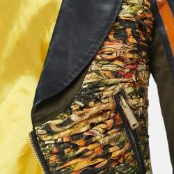 Dsquared2 Green Gabardine and Printed Crepe Zip-Up Jacket S