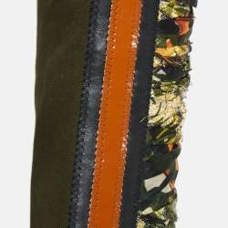 Dsquared2 Green Gabardine and Printed Crepe Zip-Up Jacket S