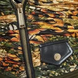 Dsquared2 Green Gabardine and Printed Crepe Zip-Up Jacket S
