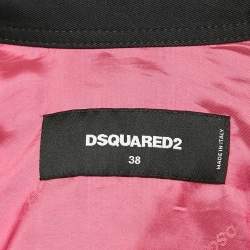 Dsquared2 Black Floral Print Denim and Crepe Gathered Jacket S