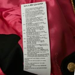 Dsquared2 Black Floral Print Denim and Crepe Gathered Jacket S