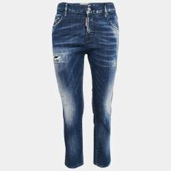 Dsqaured2 Blue Washed Denim Cool Girl Cropped Jeans S Waist 32"