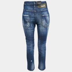Dsqaured2 Blue Washed Denim Cool Girl Cropped Jeans S Waist 32"