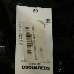 Dsquared2 Black Coated Stripe Lace Sheer Shirt XL