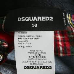 Dsquared2 Red/Blue Scottish Check and Denim Denise Fit Jeans S Waist 29'
