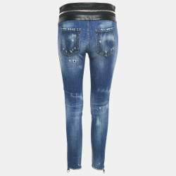 Dsquared2 Red/Blue Scottish Check and Denim Denise Fit Jeans S Waist 29'