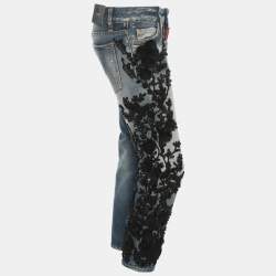 Pre Owned Dsquared2 Blue Denim Embellished Jeans S