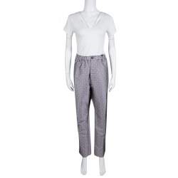 Dsquared2 Grey Contrast Floral Pattern Jacquard Pants XXL
