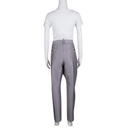 Dsquared2 Grey Contrast Floral Pattern Jacquard Pants XXL