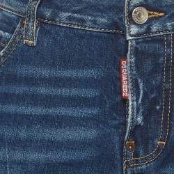 Pre Owned Dsquared2 Blue Distressed Denim Cool Girl Cropped Jeans L/Waist 34"