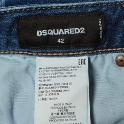 Pre Owned Dsquared2 Blue Distressed Denim Cool Girl Cropped Jeans L/Waist 34"