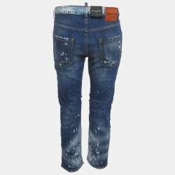 مملوكة مسبقًا Dsquared2 Blue Distressed Denim Cool Girl Cropped Jeans S/Waist 32"
