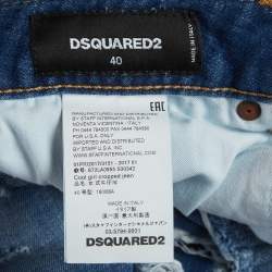 مملوكة مسبقًا Dsquared2 Blue Distressed Denim Cool Girl Cropped Jeans S/Waist 32"