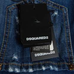 مملوكة مسبقًا Dsquared2 Blue Distressed Denim Cool Girl Cropped Jeans S/Waist 32"