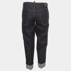 Pre Owned Dsquared2 Blue Tiger Embroidered Denim Hockney Jeans M/Waist 34"