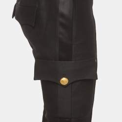 Pre Owned Dsquared2 Black Wool Blend Satin Trim Cargo Trousers M