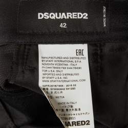 Pre Owned Dsquared2 Black Wool Blend Satin Trim Cargo Trousers M
