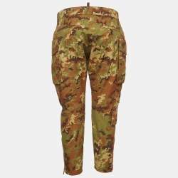 Pre Owned Dsquared2 Green Camouflage Print Nylon Cropped Cargo Pants M