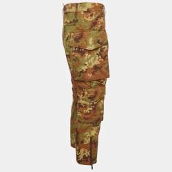 Pre Owned Dsquared2 Green Camouflage Print Nylon Cropped Cargo Pants M