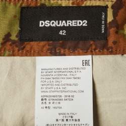 Pre Owned Dsquared2 Green Camouflage Print Nylon Cropped Cargo Pants M