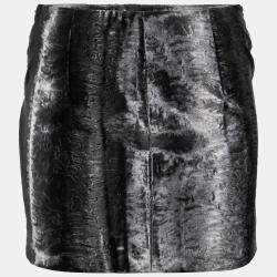 Dsquared2 Grey Astrakhan Effect Velvet Mini Skirt S
