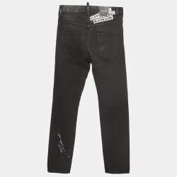 Dsquared2 Black Paint Splash Denim Straight-Leg Jeans M Waist 29''