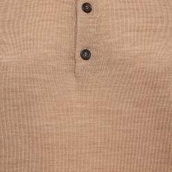 Pre Owned Dsquared2 Brown Wool Knit Shoulder Trimmed Polo Tshirt M