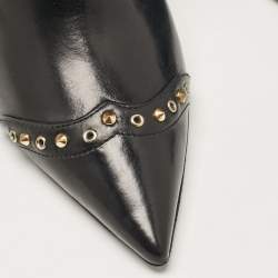 Dsquared2 Black Leather Studded Ankle Booties Size 40