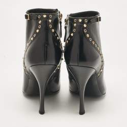 Dsquared2 Black Leather Studded Ankle Booties Size 40