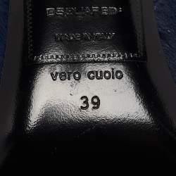 Pre Owned Dsquared2 Black/Blue Calfhair and Leather Studded Heeled Ankle Length Boots Size 39