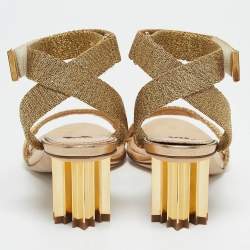 Dsquared2 Gold Lurex Fabric Ankle Strap Sandals Size 36