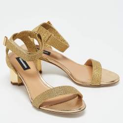 Dsquared2 Gold Lurex Fabric Ankle Strap Sandals Size 36