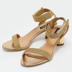 Dsquared2 Gold Lurex Fabric Ankle Strap Sandals Size 36