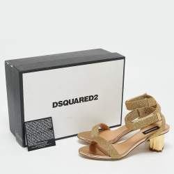 Dsquared2 Gold Lurex Fabric Ankle Strap Sandals Size 36