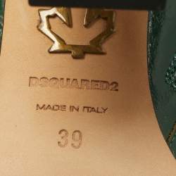 Pre Owned Dsquared2 Dark Green Leather Ankle Boots Size 39