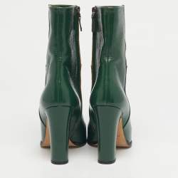 Pre Owned Dsquared2 Dark Green Leather Ankle Boots Size 39