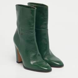 Pre Owned Dsquared2 Dark Green Leather Ankle Boots Size 39