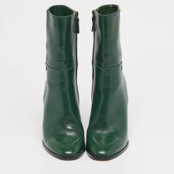 Pre Owned Dsquared2 Dark Green Leather Ankle Boots Size 39