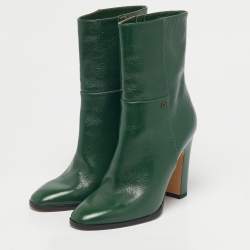 Pre Owned Dsquared2 Dark Green Leather Ankle Boots Size 39