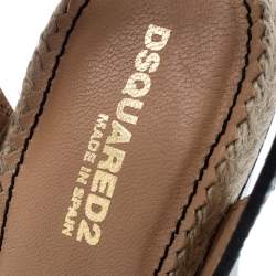 Dsquared2 Black Leather Espadrille Platform Ankle Strap Wedge Size 39