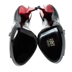 Pre Owned Dsquared2 Black Patent Leather Chain Detail Peep Toe Pumps Size 39