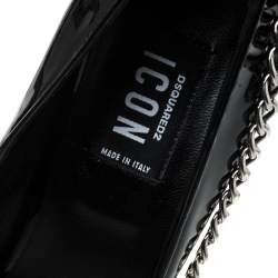 Pre Owned Dsquared2 Black Patent Leather Chain Detail Peep Toe Pumps Size 39