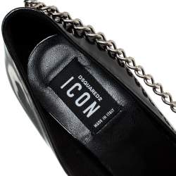 Pre Owned Dsquared2 Black Patent Leather Chain Detail Peep Toe Platform Pumps Size 38