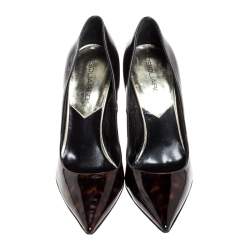 Dsquared2 Brown Tortoise Patent Leather Pointed Toe Pumps Size 38