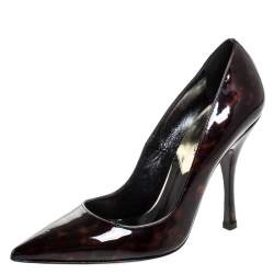 Dsquared2 Brown Tortoise Patent Leather Pointed Toe Pumps Size 38