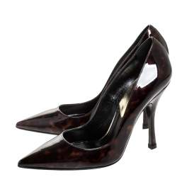 Dsquared2 Brown Tortoise Patent Leather Pointed Toe Pumps Size 38