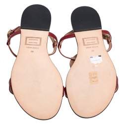Dsquared2 Multicolor Leather And Patent Ankle Strap Flats Sandals Size 38