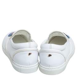 Pre Owned Dsquared2 White Leather Logo Low Top Sneakers Size 39