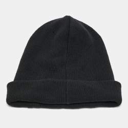 Dsquared2 Black Icon Embroidered Wool Rib Knit Beanie