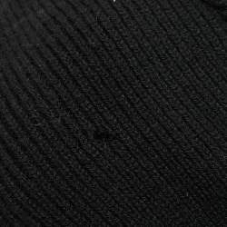 Dsquared2 Black Icon Embroidered Wool Rib Knit Beanie